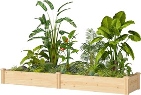 Outsunny Pat înălțat din lemn, cutie de plantare cu separator și bază deschisă, seră timpurie pentru grădină 235 x 66 x 26 cm lemn natural | Aosom Romania
