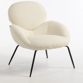 HR2045 Scaun Crem Boucle cu Bază Neagră