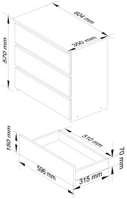 Comodă Cleania CL3 (grafit gri + alb). 1071244