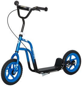AIYAPLAY Trotinetă pentru copii cu ghidon reglabil, roți mari, suport de parcare, frână de mână, pentru copii cu vârste între 5-12 ani, Albastru | Aosom Romania