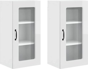 vidaXL Dulap de bucătărie Kalmar 2 pcs Alb lucios 40 x 31 x 80 cm