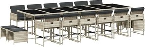 vidaXL Set mobilier de grădină cu perne 17 piese gri deschis poliratan