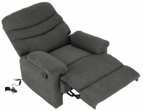 Fotoliu reglabil masaj, material textil catifea gri, LAMBERT