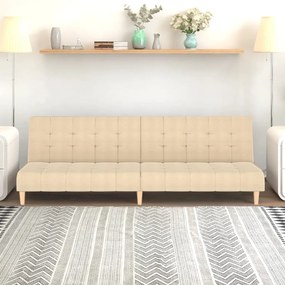 vidaXL Canapea extensibilă cu 2 locuri, crem, material textil