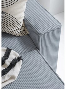 Colțar gri deschis extensibil cu tapițerie din catifea reiată (cu colț pe partea stângă /în formă de "U") Brave Dave – Miuform