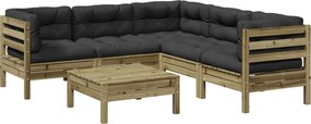 vidaXL Set canapele de grădină cu perne, 6 piese, lemn de pin tratat