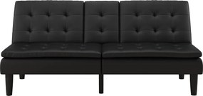 Canapea neagră extensibilă cu tapițerie din imitație de piele 191 cm Maine – Støraa