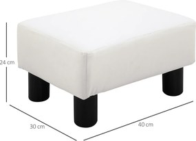 HOMCOM Taburet dreptunghiular tapițat cu piele ecologică albă, ideal pentru living și hol, 40x30x24 cm | Aosom Romania