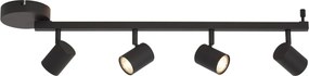 Spot de tavan modern negru cu 4 lumini GU10 50mm, inclusiv iluminare de fundal și întrerupător cu 3 căi - Back Up