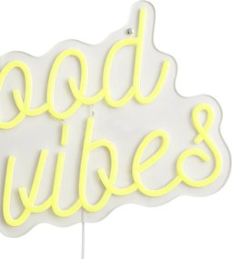 Lumină de perete neon galbenă cu LED inclus - Good Vibes
