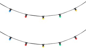 Ghirlandă luminoasă neagră conectabilă cu priză, 6m, incluzând 10 lumini multicolore E27 IP65 - Lubber