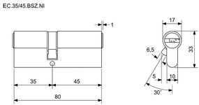 Inserție de construcție EC 35/45.BSZ cu cuplare de trecere, nichel