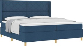 vidaXL Pat cu arcuri cu saltea albastru 200 x 200 cm țesătură