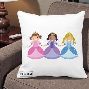 Perna Personalizata Printese Diverse Ilustratie, 40x40 cm, Alba Mata, Husa Detasabila, Perna Inclusa, BEKZ®
