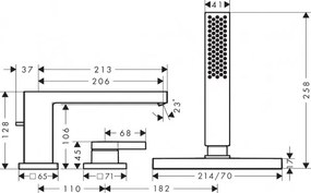 Baterie cada, Hansgrohe Tecturis E, din 3 elemente, cu sBox, crom, 73443000