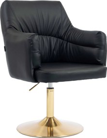 HR840N Scaun Negru Piele Ecologica cu Bază Aurie