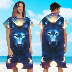 Poncho de plaja MOON WOLF colorat 80x145 cm