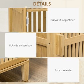 HOMCOM Mobilier de depozitare din bambus cu rafturi și ușă cu design cu lamele pentru baie, dormitor, salon 40 x 30 x 140 cm | Aosom Romania