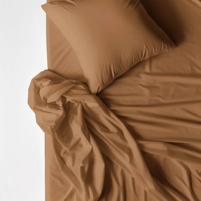 Goldea lenjerie de pat din 100% bumbac - maro scorțișoară 140 x 200 și 50 x 70 cm