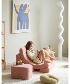 Puf de copii roz cu tapițerie din țesătură bouclé Cloud – Wigiwama