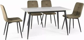 Masa de dining RION 130x70 cm cu blat ceramic, marmura alba