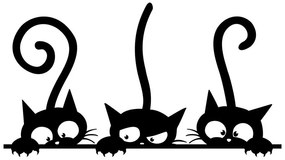 Autocolant pentru perete Ambiance Funny Cats Trio, 20 x 35 cm