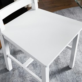 HOMCOM Set de 2 scaune de sufragerie din lemn masiv de pin scaune de bucătărie cu spătar lamele spirit rustic alb | Aosom Romania