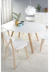 Masă de dining SOLINA, alb/stejar