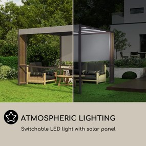 Blumfeldt Valence, foișor, 3 x 3 m, UV50+, hidrofug, iluminare solară LED, panou solar