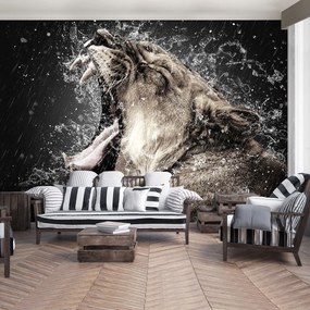 Fototapet - Leoaică în ploaie (152,5x104 cm)