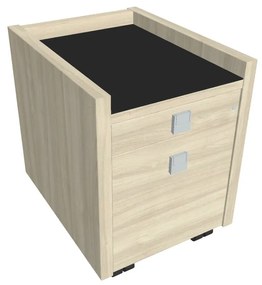 Comodă mobilă Verno 47 x 60 cm cu sticlă, 2 sertare, salcâm / negru