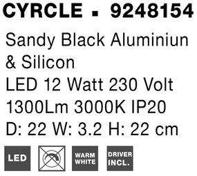Aplica LED de perete design ambiental CYRCLE 22cm negru