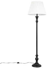 Lampă de podea neagră cu abajur plisat alb 45 cm - Classico