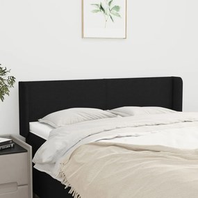 Tablie de pat cu aripioare negru 147x16x78 88 cm textil 1, Negru, 147 x 16 x 78 88 cm