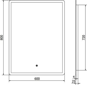 Mexen Navia oglindă de baie iluminată 60 x 80 cm, LED 6000K, anti-aburire - 9803-060-080-611-00