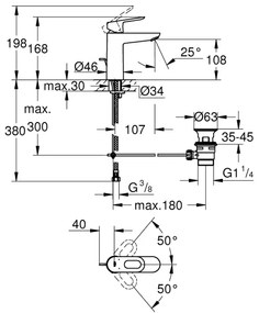 GROHE 23762000 - Baterie pentru lavoar BAULOOP DN 15, crom lucios