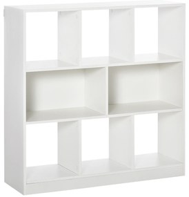 HOMCOM Bibliotecă Raft cu 8 Compartimente, Bibliotecă Modernă pentru Camera de Zi, Dormitor, Birou, 97.5x30x100 cm, Alb | Aosom Romania