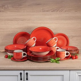 BANQUET Set de masă ceramic SPIRAL RED 30 piese