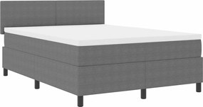 vidaXL Pat cu arcuri cu headboard Gri deschis și alb. 160 x 200 cm