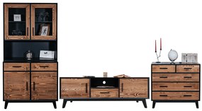 Set Living Timeless II, Lemn Masiv, Natur-Negru
