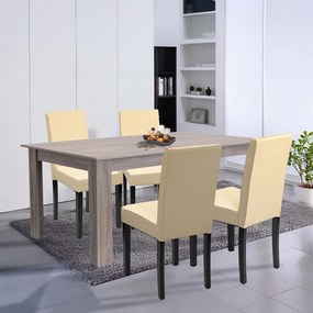 Set de masă Leon 4+1 stejar York-bej