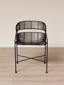 Scaun maro din metal si rattan, "Zeyra"