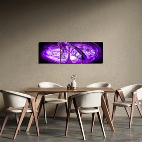 Tabloul fractalilor în violet (cu ceas) (90x30 cm)