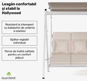 FlexiSwing, în stil Hollywood, cu 2 locuri, spătar reglabil, parasolar pentru soare, rezistent la intemperii