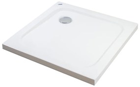 Coria 80x80x 5 cm Cădiță de duș pătrată, acril, cu sifon inclus
