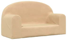 341794 vidaXL Canapea pentru copii cu 2 locuri, crem, pluș moale