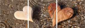 Tablou - Inimile din lemn (cu ceas) (90x30 cm)
