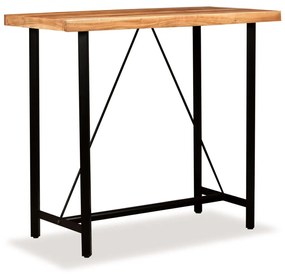 275132 vidaXL Set mobilier bar, 5 piese, lemn acacia, piele naturală & pânză