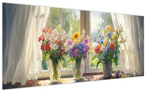Tablou - Buchet la fereastră (120x50 cm)