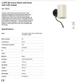 Aplica perete cu reader LED design modern GUADALUPE verde